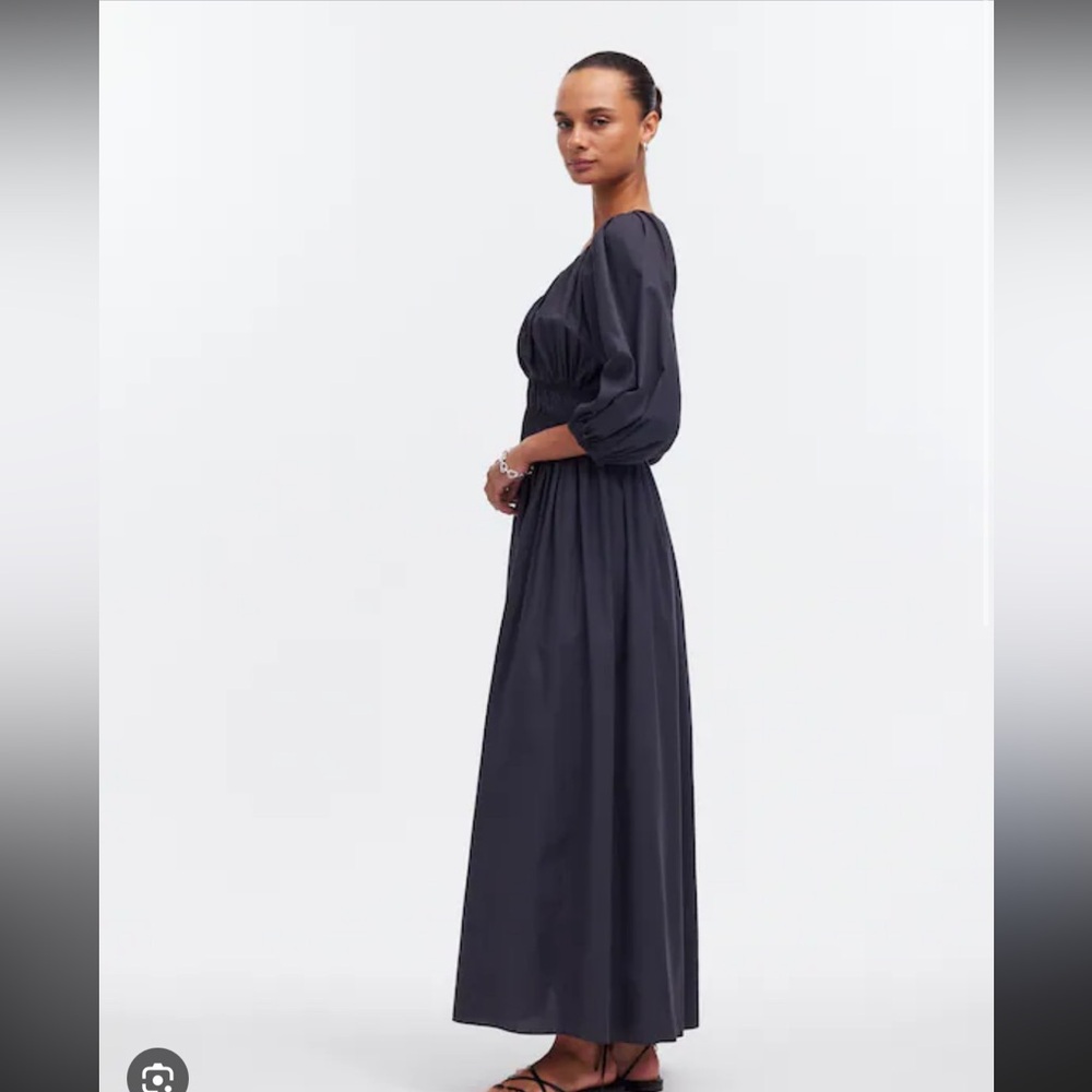 Madewell V neck balloon sleeve maxi Black Long Sleeve Dress - Picture 3 of 12